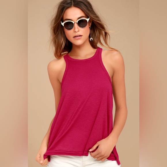 Free People Long Beach Fuchsia Tank Top, Size M - Picture 1 of 11